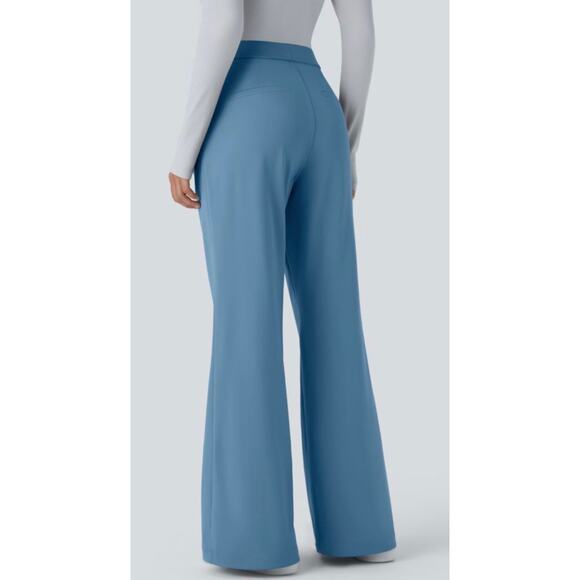 Halara Flex DayStretch High Waisted Pocket Work Flare Pants Light Azure XSP New - Picture 5 of 11